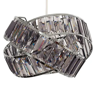 Easy Fit Ceiling Light Shade Acrylic Jewel Intertwined Ring Pendant Lampshade • £27.89