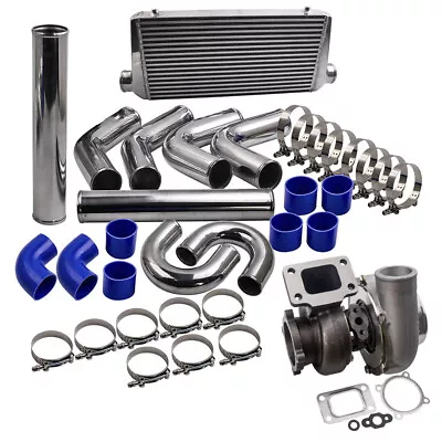 GT3582 GT35 Turbo Charger T3 A/R .63 + 3  76mm Intercooler + Piping Kit • $616.98