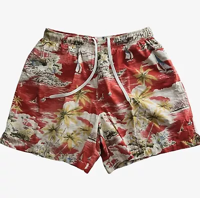 Men’s Swim Trunks Board Shorts Hawaiian Tropical Sailboats Floral Size Large • $30