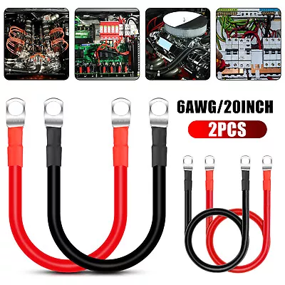 2Pcs 20 Inch 6 AWG Gauge Copper Battery Cable Power Wire Solar/RV/Car/Golf/Auto • $12.48