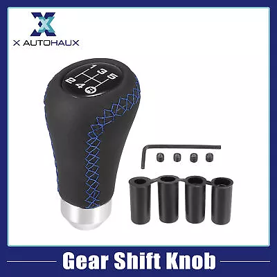 $22.89 • Buy Manual Car Gear Stick Shift 5 Speed Black Blue PU Leather Stitch Shifter Knob