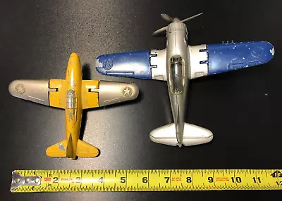 TWO Vintage Diecast Hubley Kiddie Toy Airplanes - Folding Wings! • $39.96