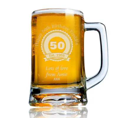 £14.99 • Buy Personalised Engraved Beer Pint Glass Tankard 50th 60th 70th Birthday Gift Boxed