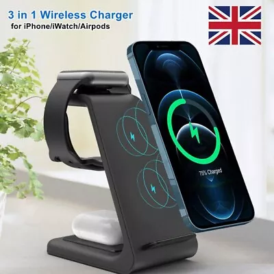 3 In 1 Qi Fast Wireless Charger Dock Charging Station For Apple Watch IPhone • £13.69