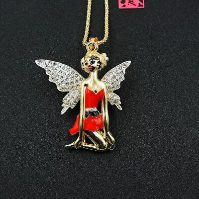 Betsey Johnson Sexy Marilyn Monroe Angel Pendant Charm Necklace Free Gift Bag • $29.99