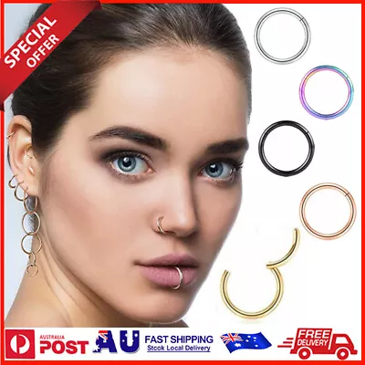 $2.80 • Buy Piercing Clicker Stainless Steel Segment Hinged  Ear Nose Body Ring Lip Hoop 1PC