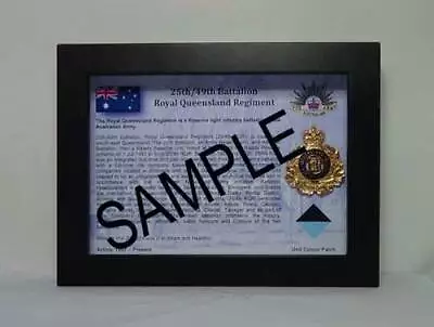 25th/49th Battalion Royal Queensland Regiment Framed Memorabilia And Militaria • £46.68