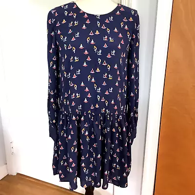 Zara Trafaluc Collection Dress Peplum Navy Yoga Print Sport Chic Size Medium • $25.99