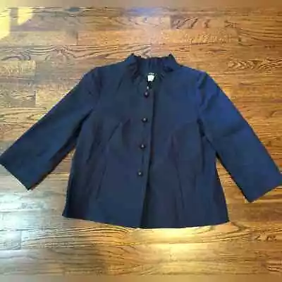 J Crew Navy Ruffle Collar Women's Jacket NEW • $32