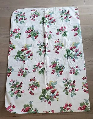 Vintage Vinyl Tablecloth; Felt Back; Cottage Country; Berries W/leaves; 71x51.5  • $9.99