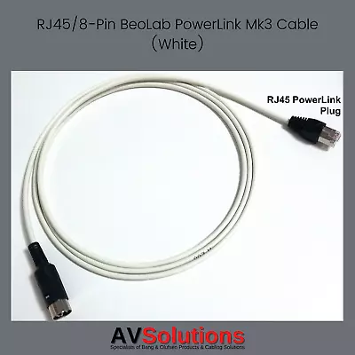 B&O BeoLab PowerLink RJ45/8-Pin Speaker Cable For Bang & Olufsen THIN WHT - 1 M • £15.99