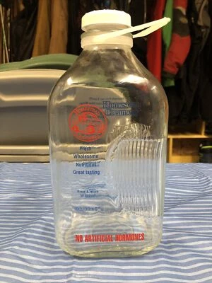 $10.49 • Buy Homestead Creamery Glass Milk Bottle Lid 2018 Burnt Chimney VA 64oz USA Handle