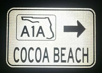 COCOA BEACH Florida State Route A1A Road Sign - Florida Surfing Surf Shop • $49