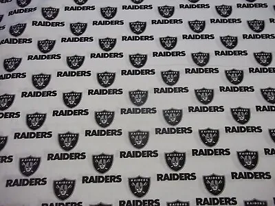 Las Vegas  Raiders Nfl Design 100% Cotton 1/2 Yard Piece Brand New White Fabric • $6