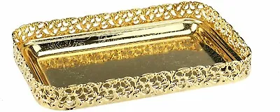 Gold Rectangle Decorative Small Serving Gift Tray Mirror Polished Paandan Tray • £12.99