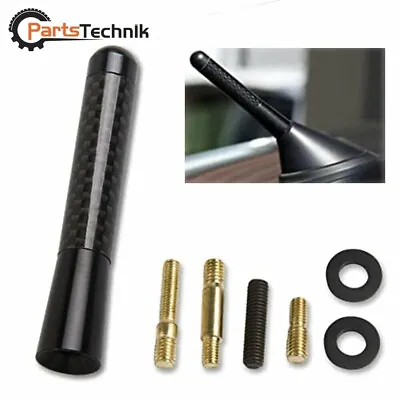 3  Car Black Carbon Fiber Radio AM FM Short Antenna W/ Screw Kit Accessories Set • $7.59