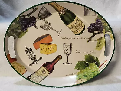 Michel Design Works Large Metal Serving Display Tray Wine Cheese Grapes Handles • $29.99