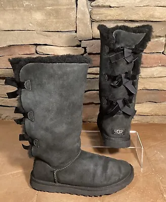UGG Bailey Bow Australia  Tall Boot For Women Size 8- Black • $65