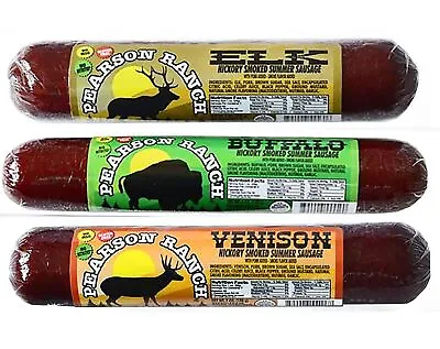Pearson Ranch Game Meat Summer Sausage Variety Pack Of 3 – Elk Buffalo Veni... • $40.39