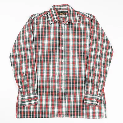 VGC 70s Vintage Big Collar Check Shirt | Men's M | Retro Plaid Dagger Seventies • £12.50