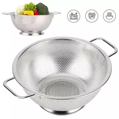 PriorityChef Colander Stainless Steel Kitchen Strainer For Washing Rice Silver • $10.39