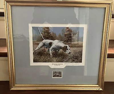 1985 QUAIL UNLIMITED Framed Phillip Crowe English Pointer Print & Stamp 125/1500 • $75