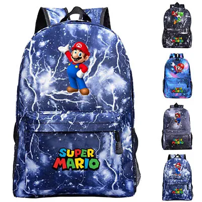 Kids Boys Girls Backpack Super Mario Bros Rucksack Lightweight Travel School Bag • £12.72