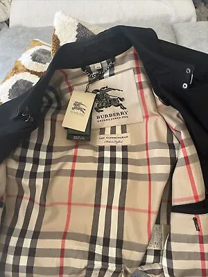 Burberry Sandringham Trench Coat Size 54 Black • $795