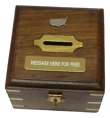USA States Map Wooden Money Box Chest With Personalisation 591 • £29.99