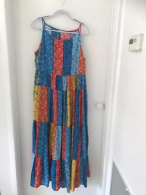 MOMBASA ROSE BNWOT  Patchwork Floral Boho Tiered Cotton Blend Maxi Dress Size XL • $59