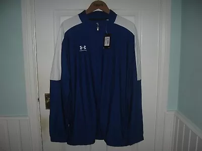 Bnwt Mens Under Armour Ua Challenger Sports Gym Track Jacket Top 2xl Blue White • £9.99