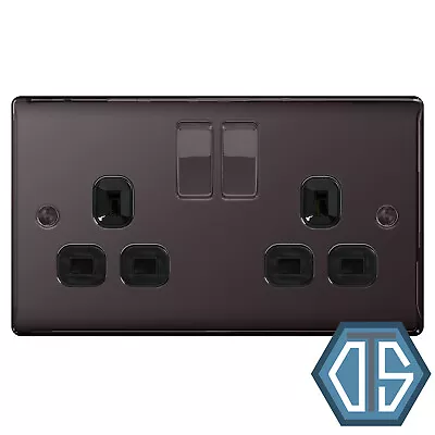 £8.99 • Buy BG Nexus NBN22B Polished Black Nickel Double Socket 2 Gang Twin 13 Amp Black 