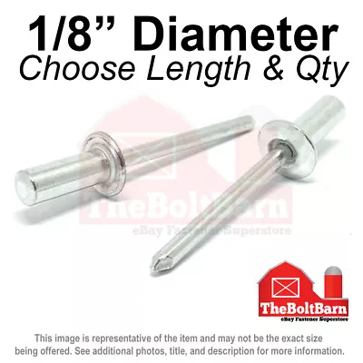 1/8  Dome Head Close End Blind Pop Rivets Aluminum Mandrel Plain(Pick Size &Qty) • $10.25