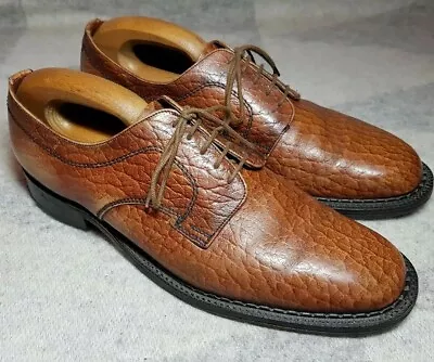 Brown Country Style Derby Shoe Size 10 Textured Leather By Descol • £45