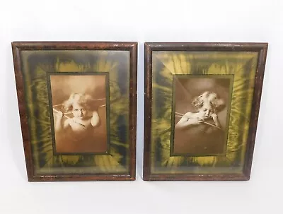 Antique 1897 M.B. Parkinson Cupid Awake & Asleep Framed And Matted Photo Prints • $29.95