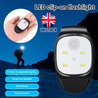 USB Rechargeable LED Clip On Light Torch Flashlight Head Lamp Night Running UK • £9.88