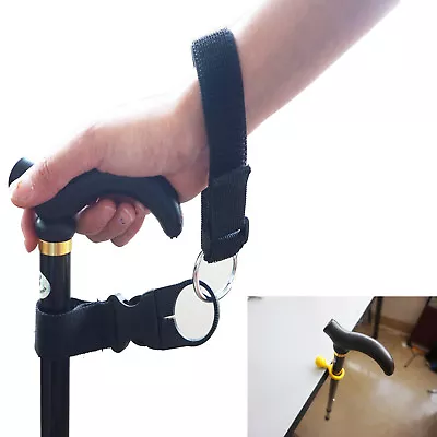 BEST Walking Stick Cane Or Crutch Holder Wrist Strap - Clip On Table Rest • £4.79