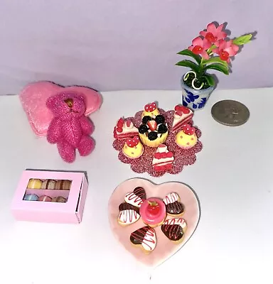 $22.50 • Buy * SALE * TINY PINK BEAR 4cm+ CAKES, COOKIES, MACAROONS, 	ORCHID: DOLL PARTY