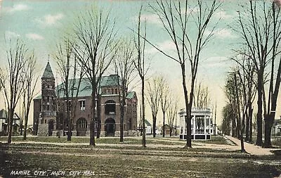 SE Marine City MI C.1906 Queen Ann Style City Hall Fire Station & Old Band Shell • $11.99