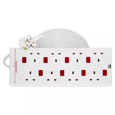 8 Gang Way 5M Surge Protected Extension Lead Neon Individually Switched 13A • £18.45