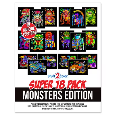 Super Pack Of 18 Fuzzy Velvet 8x10 Inch Posters (Monsters Edition) • $16.97