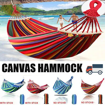 $19.99 • Buy 2 Person Double Camping Hammock Chair Bed Outdoor Hanging Swing Sleeping Garden