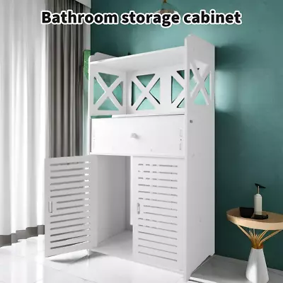 Updated White Bathroom Storage Cabinet Drawer Cupboard Floor Free Standing Unit • £20.99