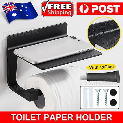 $15.45 • Buy Stainless Steel Toilet Paper Roll Holder Storage + Phone Shelf Bathroom Washroom