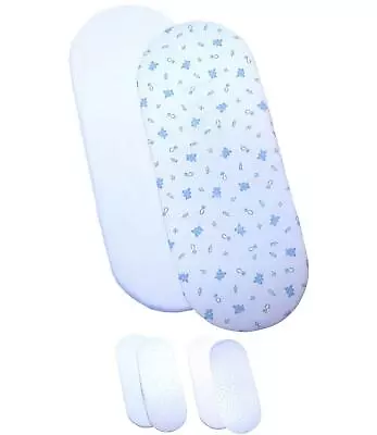 £7.99 • Buy BabyPrem 75 X 28 Moses Basket Sheets Boys Blue Nursery Bedding Mattress 73-76cm