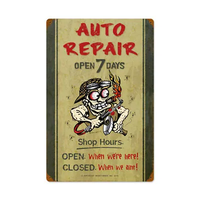 VINTAGE STYLE METAL SIGN Auto Repair Shop Hours 16 X 24 • $75.50