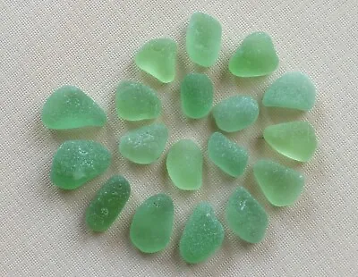 18 Pcs PASTEL GREEN Beach Combed Sea Glass Smooth Jewelry Quality Fat Nuggets • $22.95