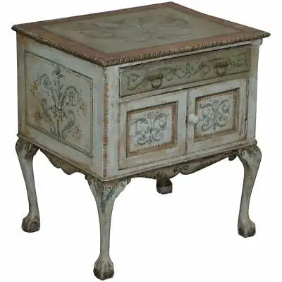 Rare Circa 1900 Hand Painted Claw & Ball Feet Side End Lamp Wine Table Cupboard • $2427.85