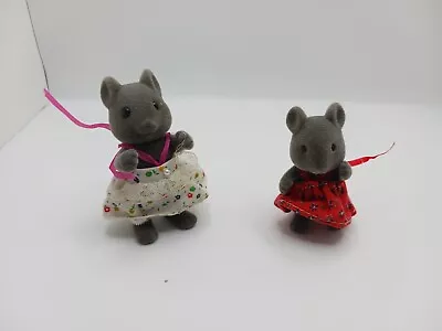 Mapletown Flocked Dark Gray Mice Mouse Figure Sylvanian Calico Critters Lot • $25