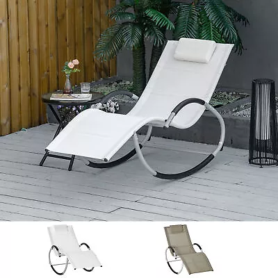 Rocking Chair Patio Chaise Garden Sun Lounger Outdoor Steel Frame • $69.99